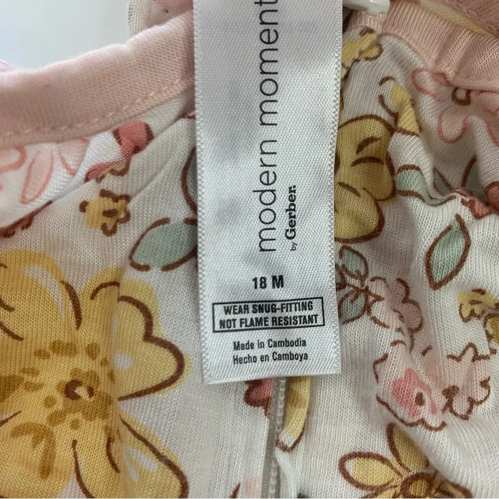 Floral Kids Footie‎ Pajama - Pink and Yellow - Picture 2 of 4